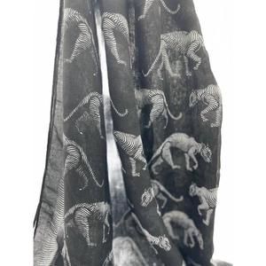 NEW PRINTED VILLAGE women's big cat scarf in black and white